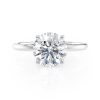 14k white gold basket solitaire engagement ring with round shape diamond
