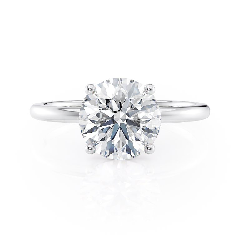 18k white gold basket solitaire engagement ring with 18k white gold metal and round shape diamond