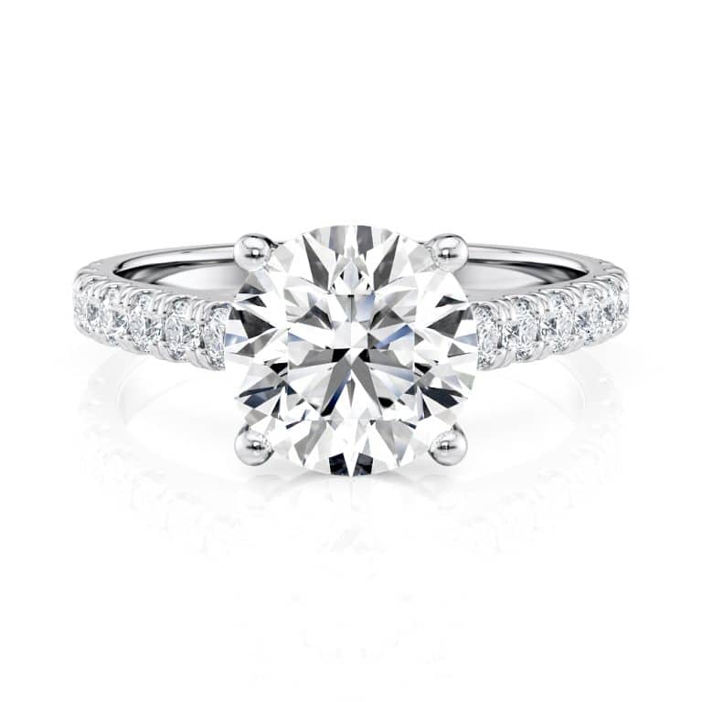 platinum floating cathedral engagement ring with platinum metal and round shape diamond