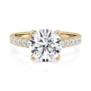18K Yellow Gold Floating Cathedral Engagement Ring