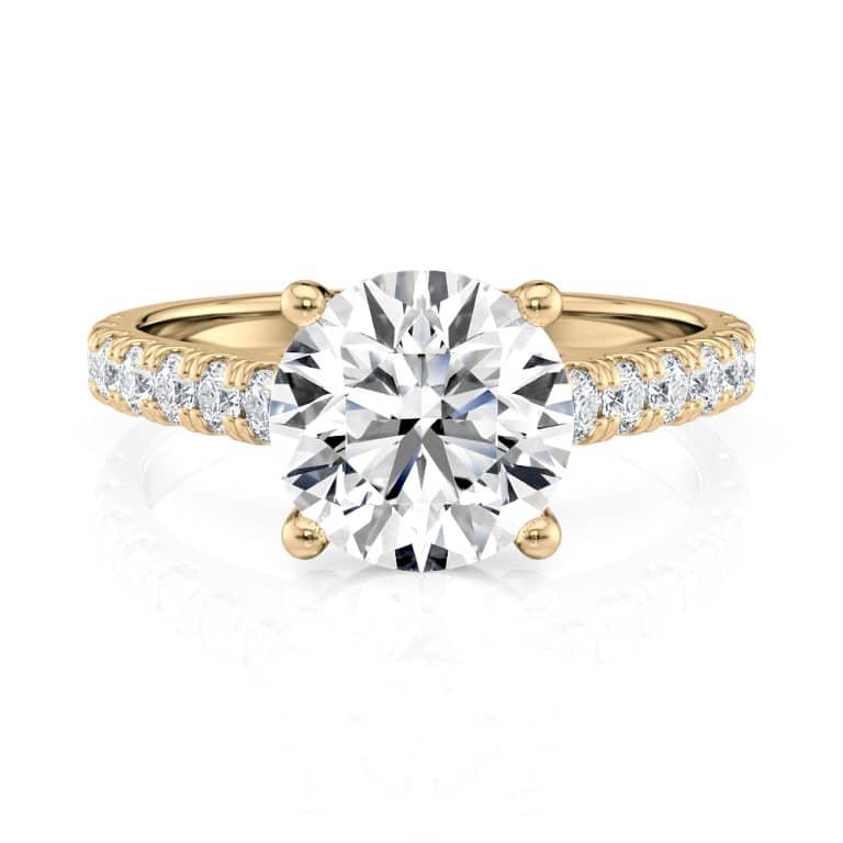 18k yellow gold floating cathedral engagement ring with 18k yellow gold metal and round shape diamond