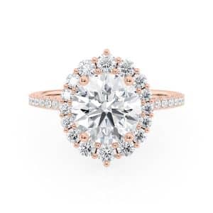 14K Rose Gold North To South Halo Ring