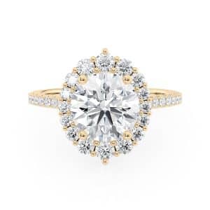 18K Yellow Gold North To South Halo Ring