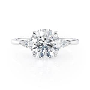 Platinum Three Stone Pear Diamond Engagement