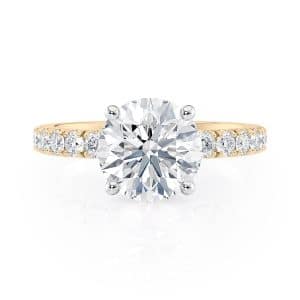 18K Yellow Gold Scalloped Pave Engagement Ring