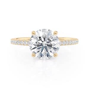 18K Yellow Gold Petite Cathedral Engagement Ring