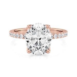 14K Rose Gold Petite Tulip Oval Pave Engagement Ring 14K Rose Gold Petite Tulip Oval Pave Engagement Ring