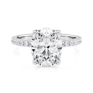 14K White Gold Petite Tulip Oval Pave Engagement Ring 14K White Gold Petite Tulip Oval Pave Engagement Ring