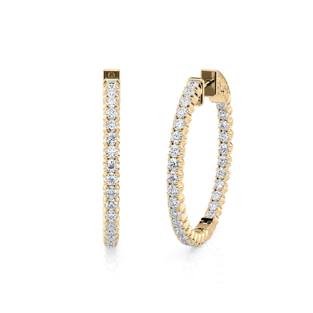 14K Yellow Gold Diamond hoop earrings (1.15inches)