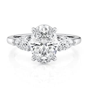 18K White Gold Three Stone Pear Diamonds Flush Fit Engagement Ring (0.50 CTW)