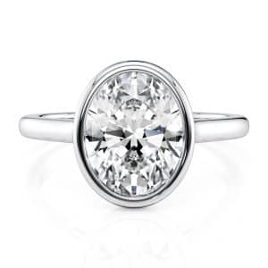 18K White Gold Oval Bezel Solitaire