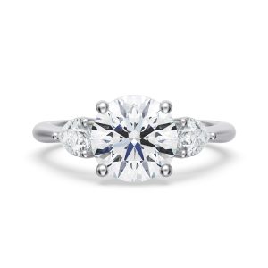Platinum Tapered Three Stone With Pears Engagement Ring