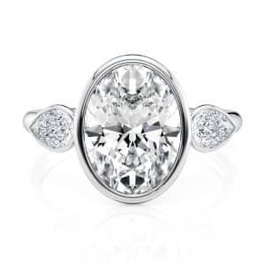 18K White Gold Three stone bezel set with Pears