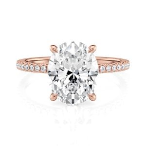 14K Rose Gold Petite Low Hidden Halo Oval Engagement Ring 14K Rose Gold Petite Low Hidden Halo Oval Engagement Ring