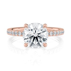 14K Rose Gold Floating V Prong Engagement Ring