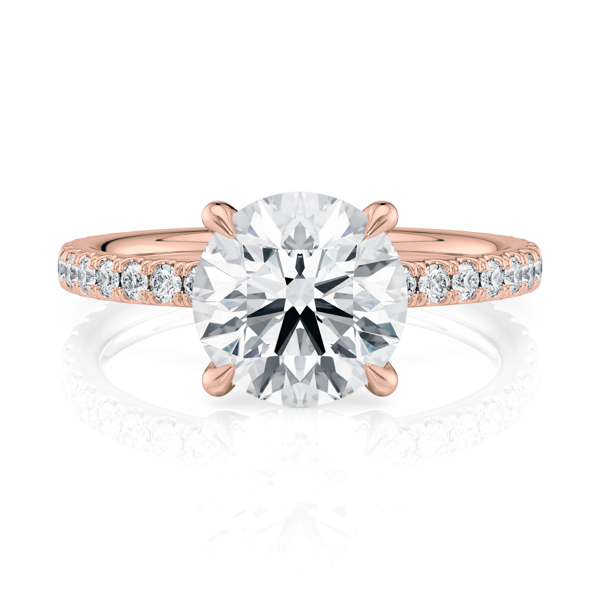 14K Rose Gold Floating V Prong Engagement Ring