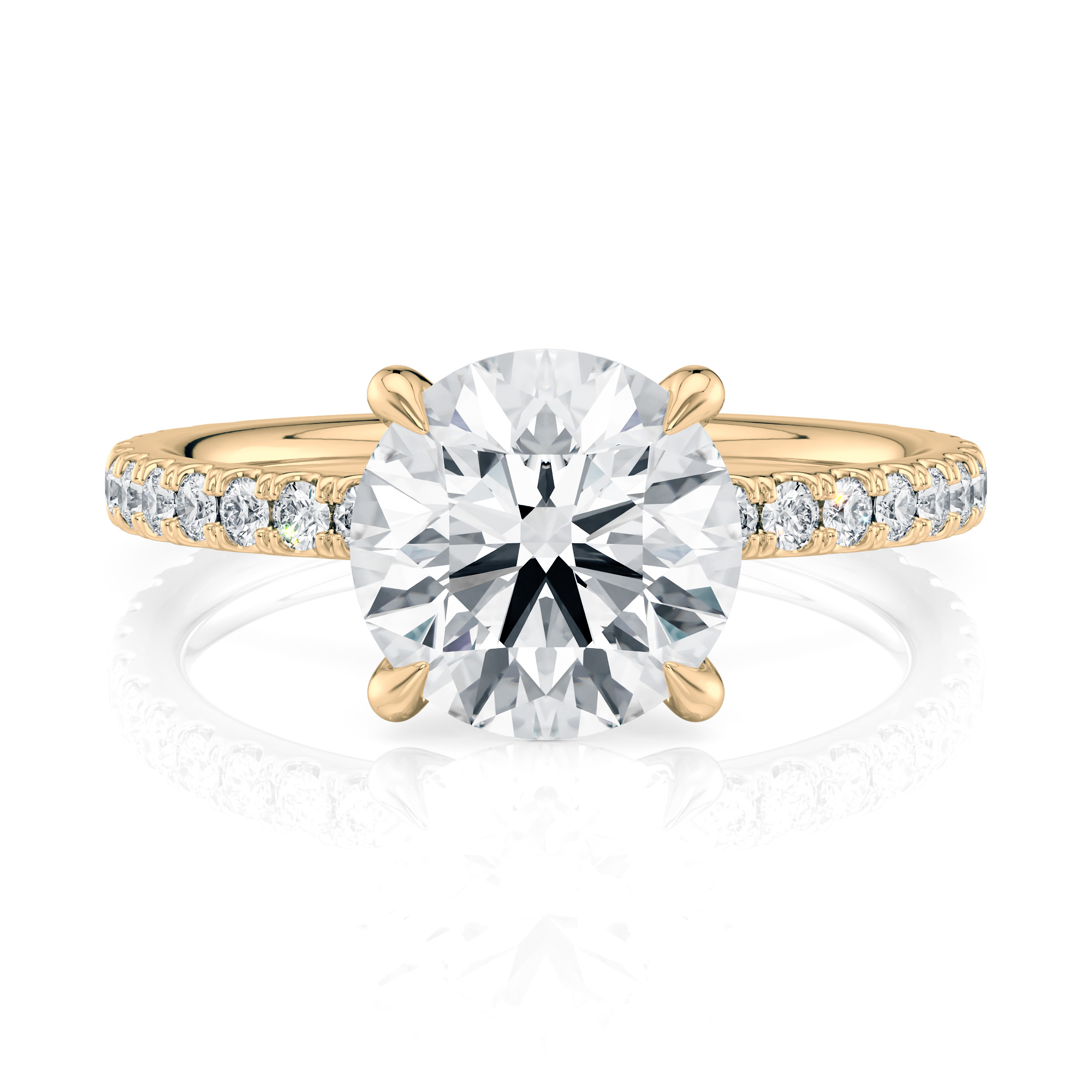 18K Yellow Gold Floating V Prong Engagement Ring