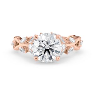 14K Rose Gold Round & Marquise Vine Engagement Ring