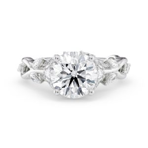 Platinum Round & Marquise Vine Engagement Ring