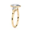 14k yellow gold natural three stone bezel set with pears with oval shape diamond