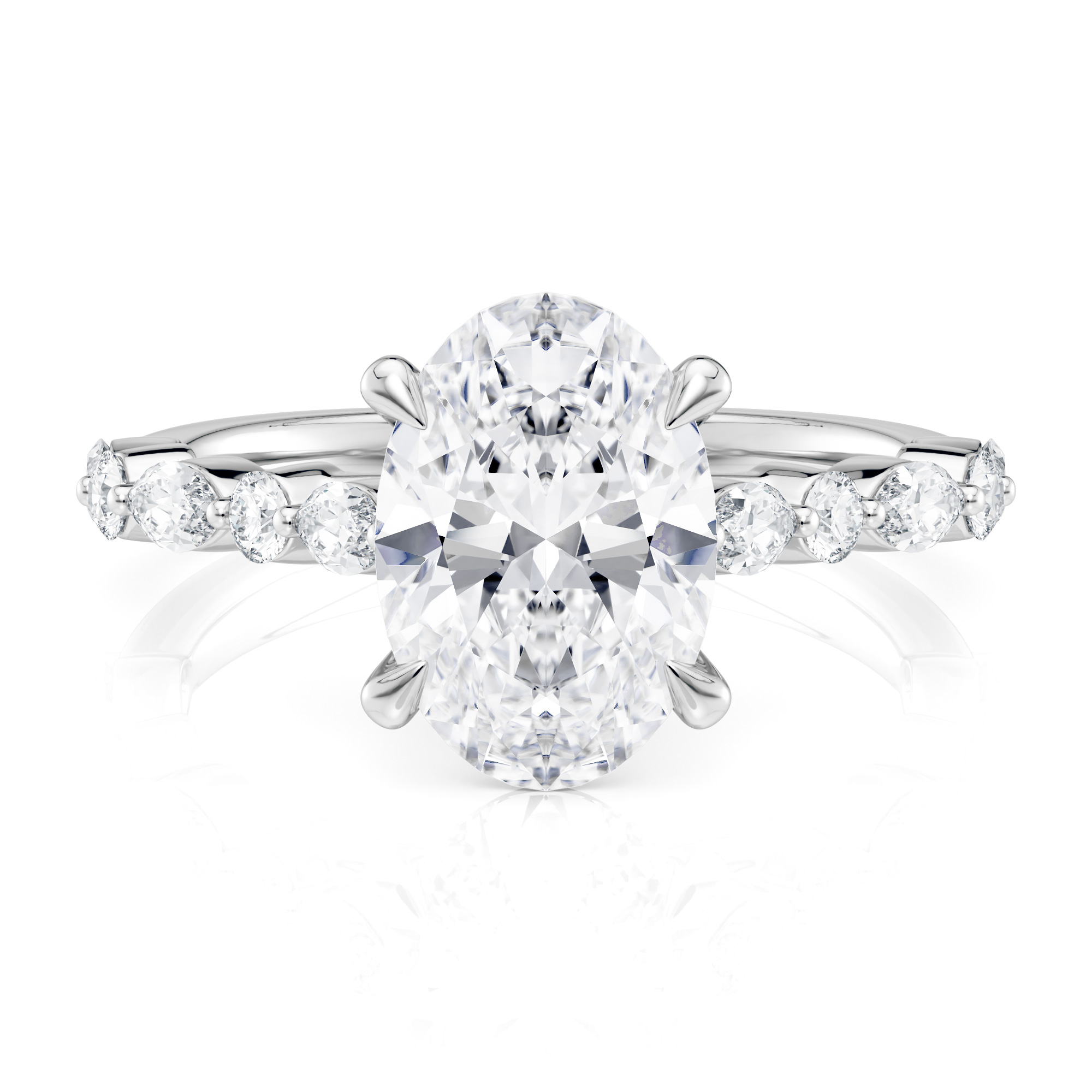 Platinum Cathedral With Alternating Marquise & Round Diamonds Engagement Ring