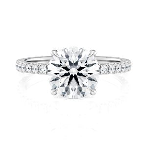 14K White Gold Choker Hidden Halo Engagement Ring