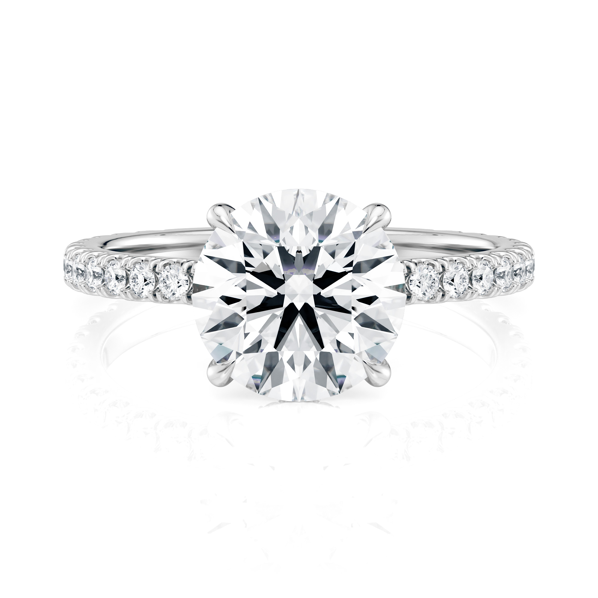 14K White Gold Choker Hidden Halo Engagement Ring