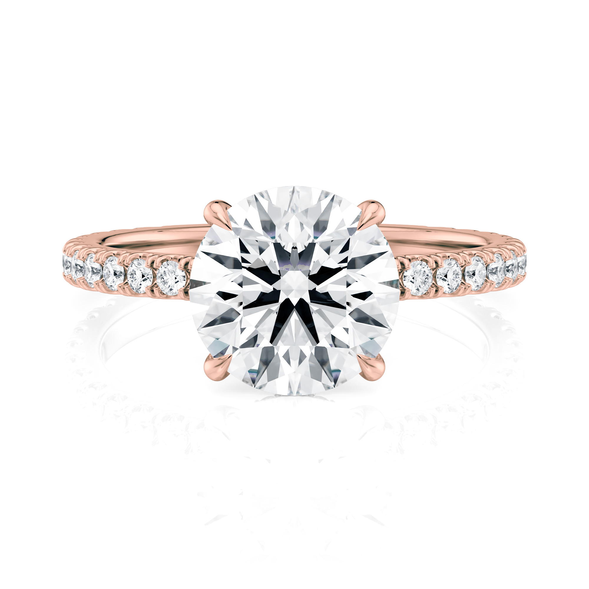 14K ROSE Gold Choker Hidden Halo Engagement Ring