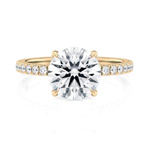 14K Yellow Gold Choker Hidden Halo Engagement Ring