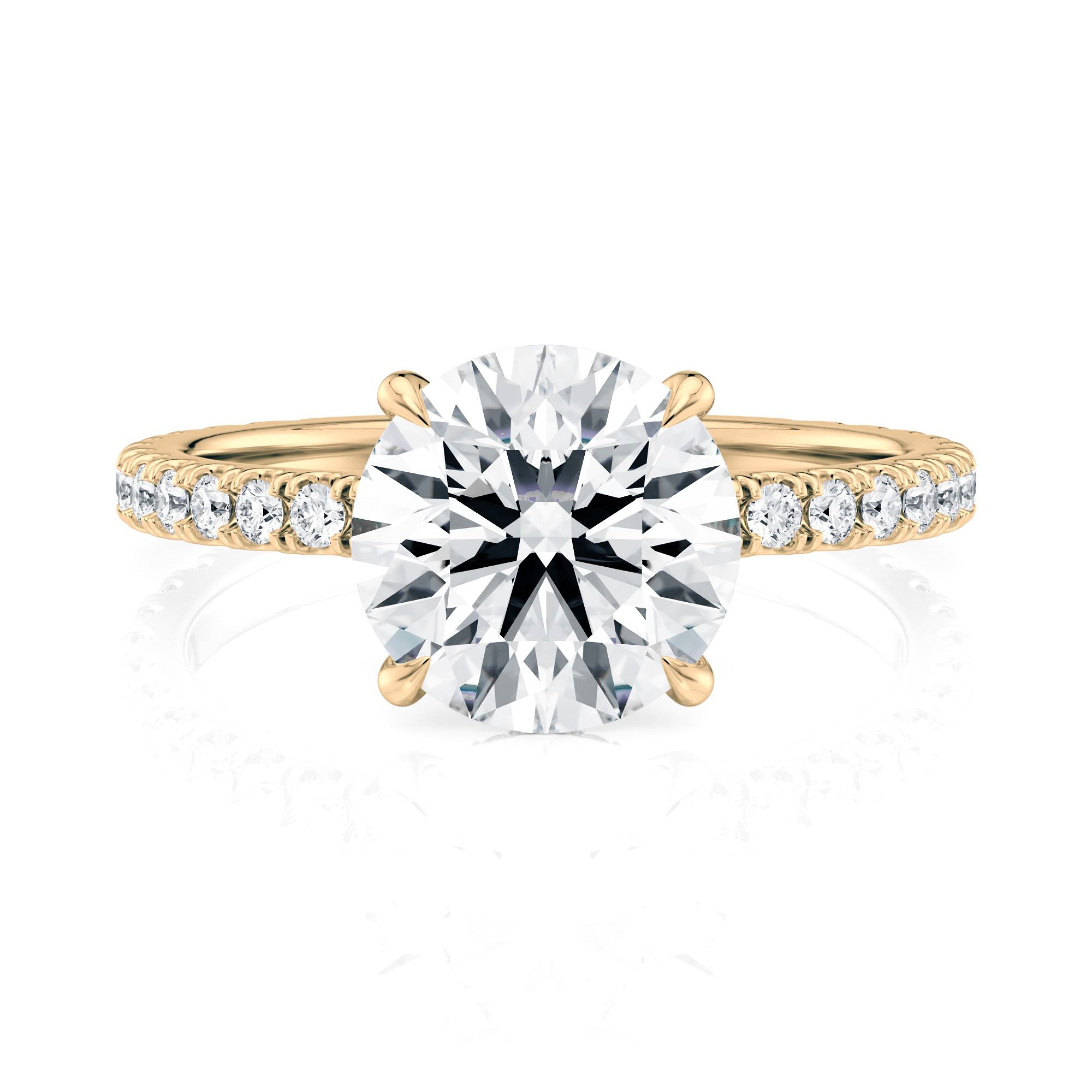 14K Yellow Gold Choker Hidden Halo Engagement Ring