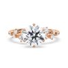 14k rose gold natural snow drift engagement ring with round shape diamond