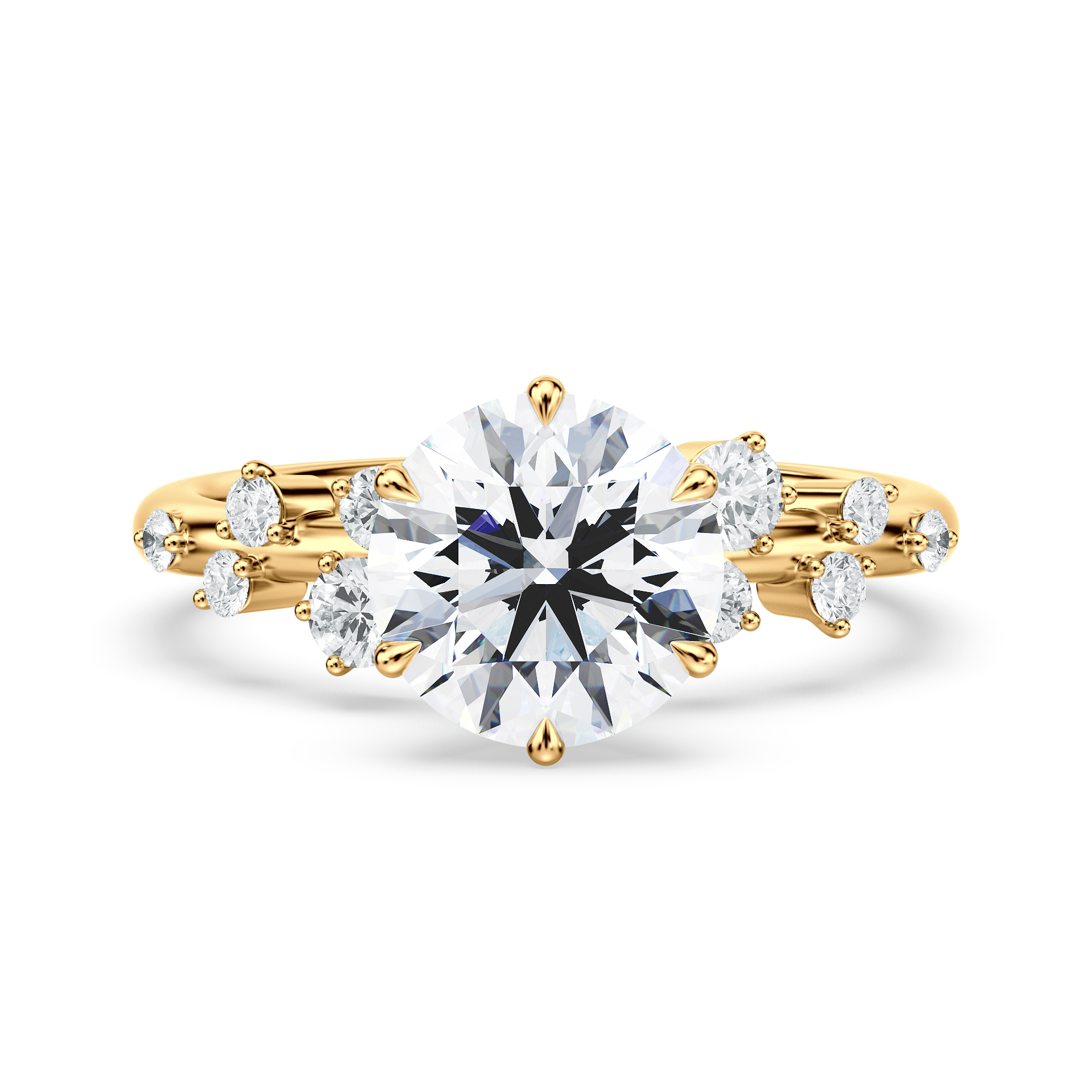 14K Yellow Gold Snow Drift Engagement Ring