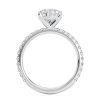 platinum lab 3 prong pear pave engagement ring with round shape diamond