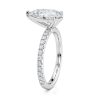 platinum lab 3 prong pear pave engagement ring with round shape diamond