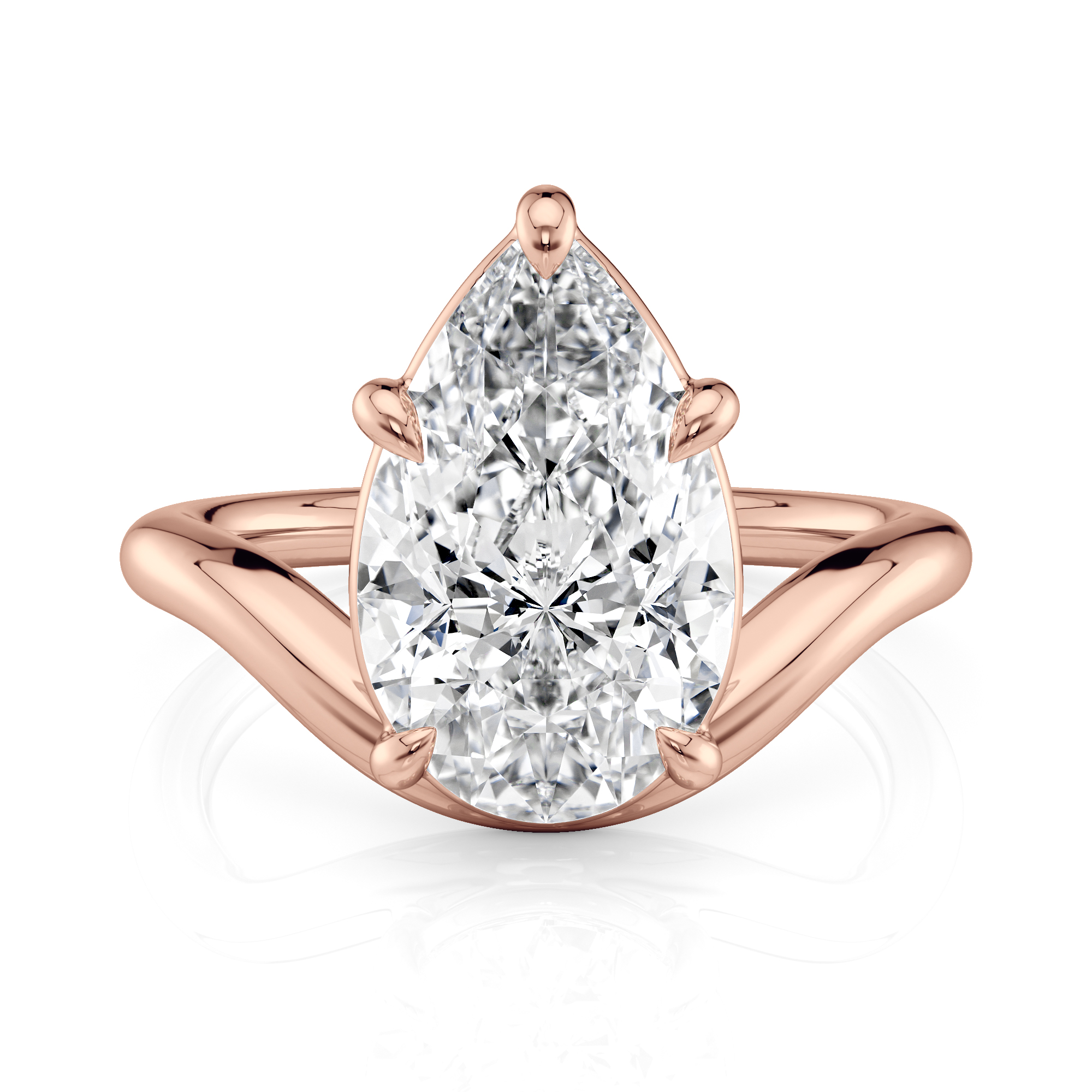 14K Rose Gold Curved Pear Solitaire Ring