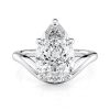 14k white gold curved pear solitaire ring with pear shape diamond