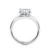 14k white gold curved pear solitaire ring with pear shape diamond