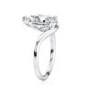 14k white gold curved pear solitaire ring with pear shape diamond
