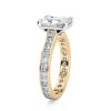 14k yellow gold two tone radiant cut diamond with channel set princess cut lab diamonds engagement ring with radiant shape diamond