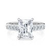 platinum radiant cut diamond with channel set princess cut lab diamonds engagement ring with radiant shape diamond