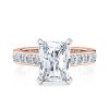 14k rose gold two tone radiant cut diamond with channel set princess cut lab diamonds engagement ring with radiant shape diamond