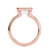 14k rose gold e.w. half bezel emerald solitaire engagement ring with emerald shape diamond
