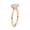 14k rose gold e.w. half bezel emerald solitaire engagement ring with emerald shape diamond