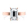 14k rose gold solitaire cigar band with emerald shape diamond