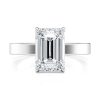 14k white gold solitaire cigar band with emerald shape diamond
