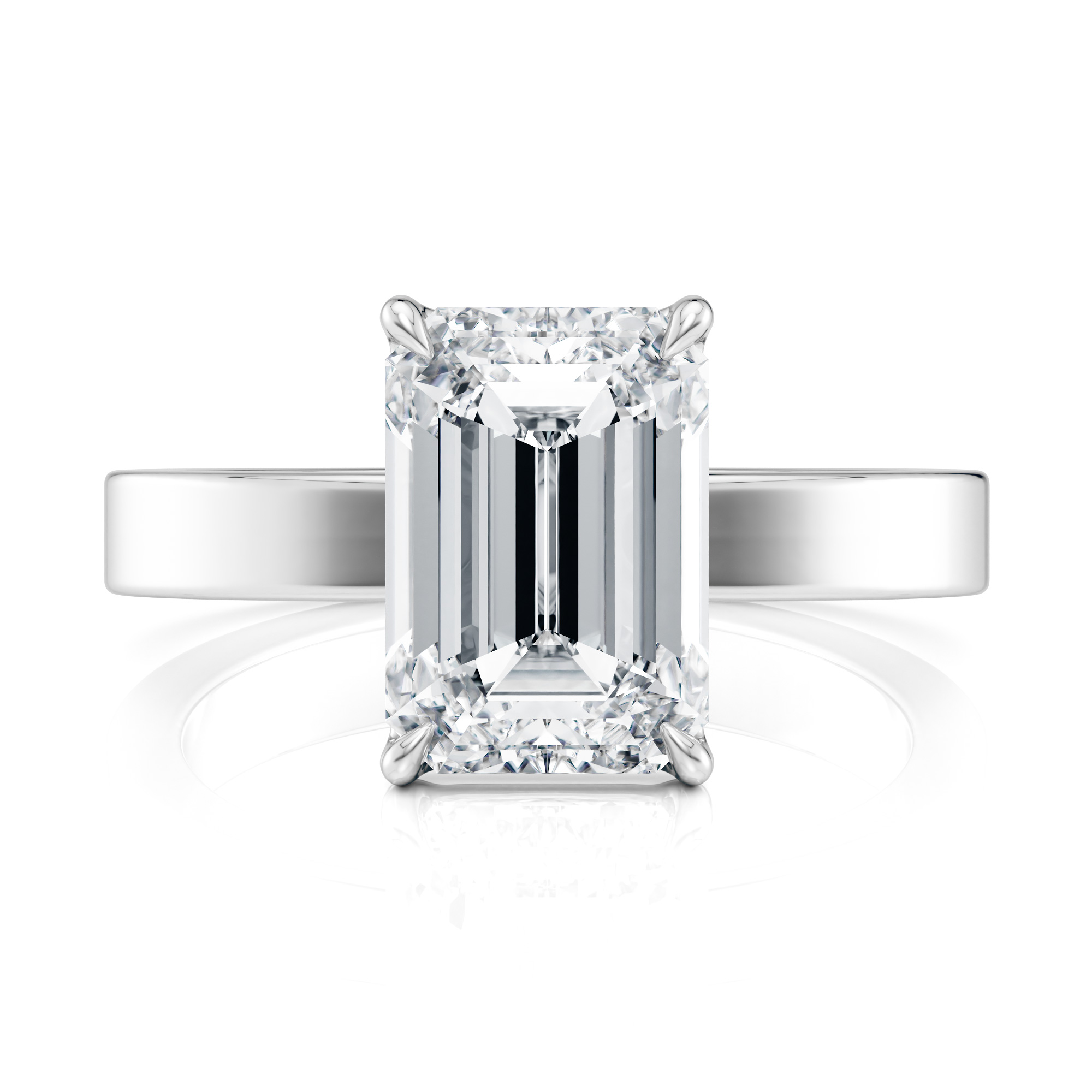 14K White Gold Solitaire Cigar Band