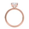 14k rose gold solitaire cigar band with emerald shape diamond