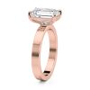 14k rose gold solitaire cigar band with emerald shape diamond