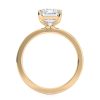 14k yellow gold solitaire cigar band with emerald shape diamond