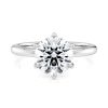 platinum 6 prong tulip solitaire engagement ring with round shape diamond